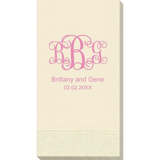 Vine Monogram with Text Guest Towels
